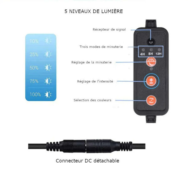 Led tube submersible de 28 cm avec télécommande – Image 3