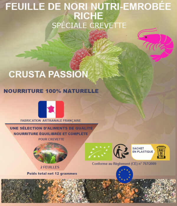 Feuille de nori nutri-emrobée - ULTRA-RICHE pour crevette - 100% naturelle et bio - aliment complet