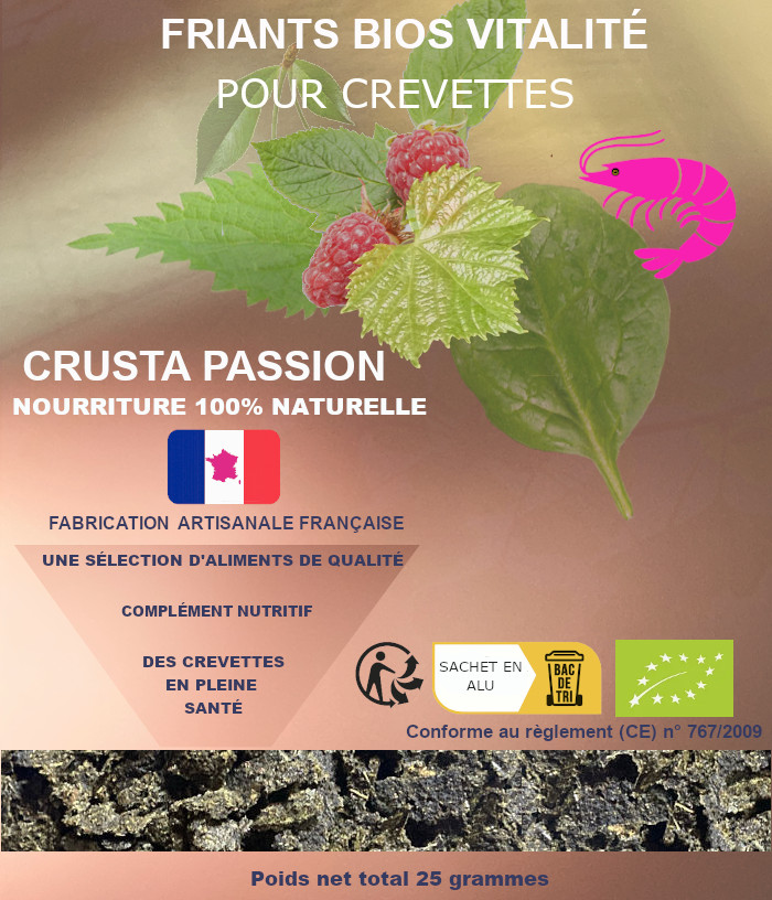 Friants bios – Complément haute teneur nutritive vitalité pour crevettes