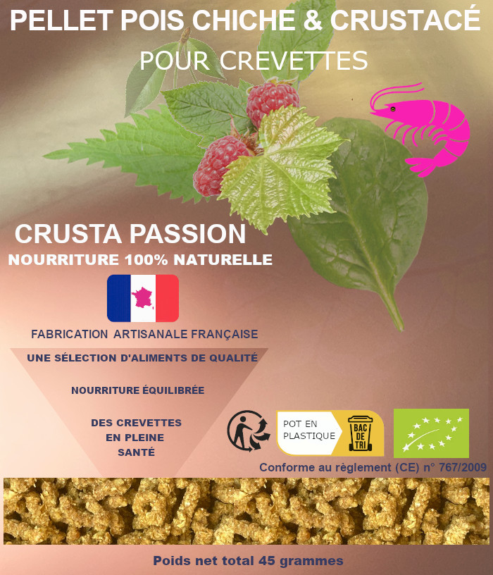 PELLET BIO POIS CHICHE & CRUSTACÉ & crustacé spécial crevette 15 et 45 grammes -30%