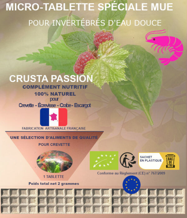 Micro-tablette  – bio - Complément nutritif spécial mue pour crevettes & invertébrés