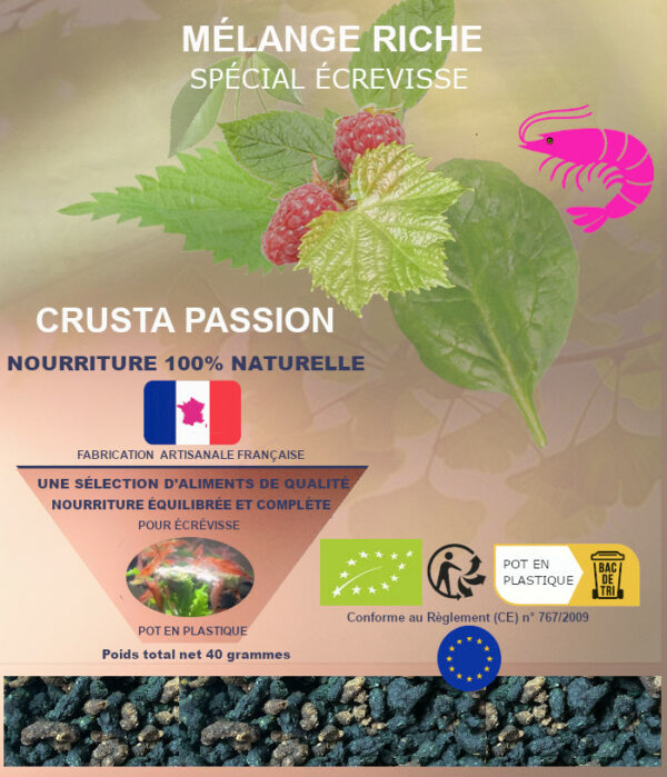 MÉLANGE - RICHE - spécial écrevisse - 100% naturelle et bio - aliment complet