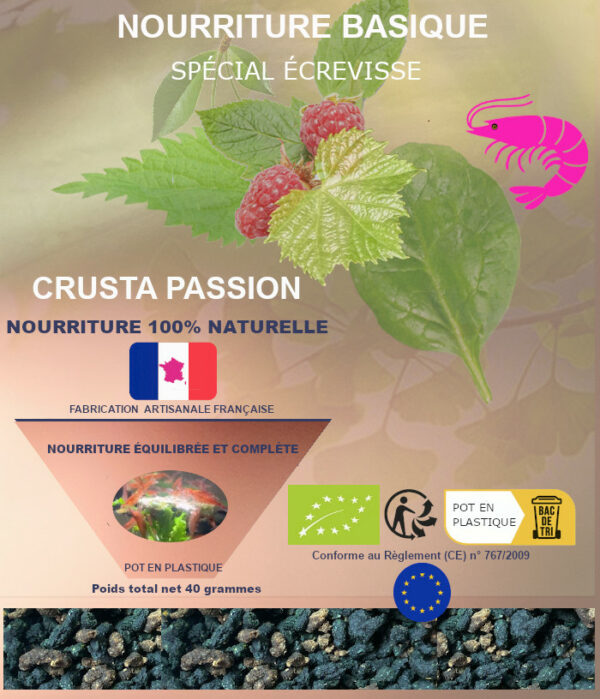 NOURRITURE  - BASIQUE - spécial écrevisse - 100% naturelle et bio - aliment complet