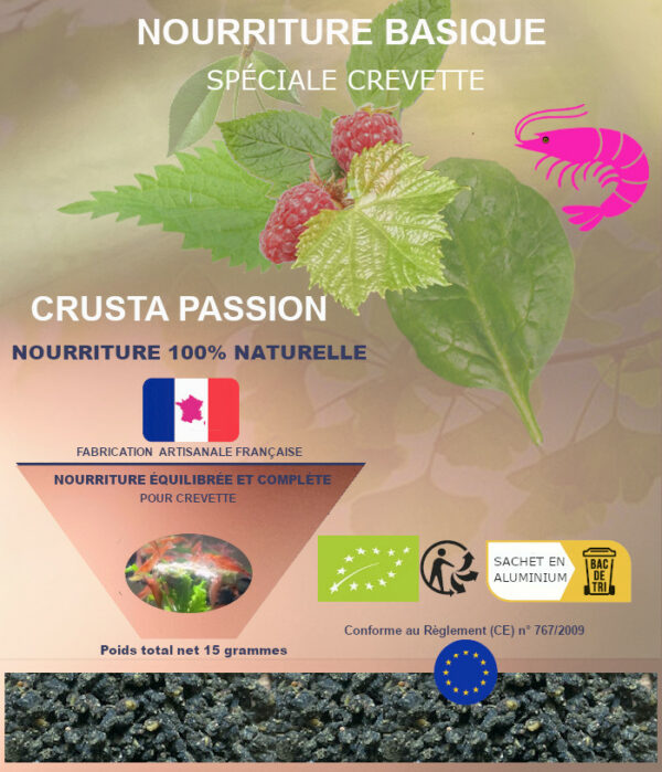 NOURRITURE - BASIQUE - spéciale crevette - 100% naturelle et bio - aliment complet