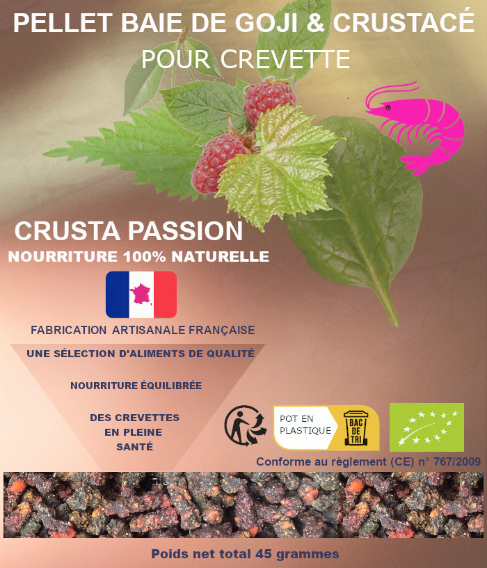 Pellet baie de goji & crustacé spécial crevette 15 et 45 grammes