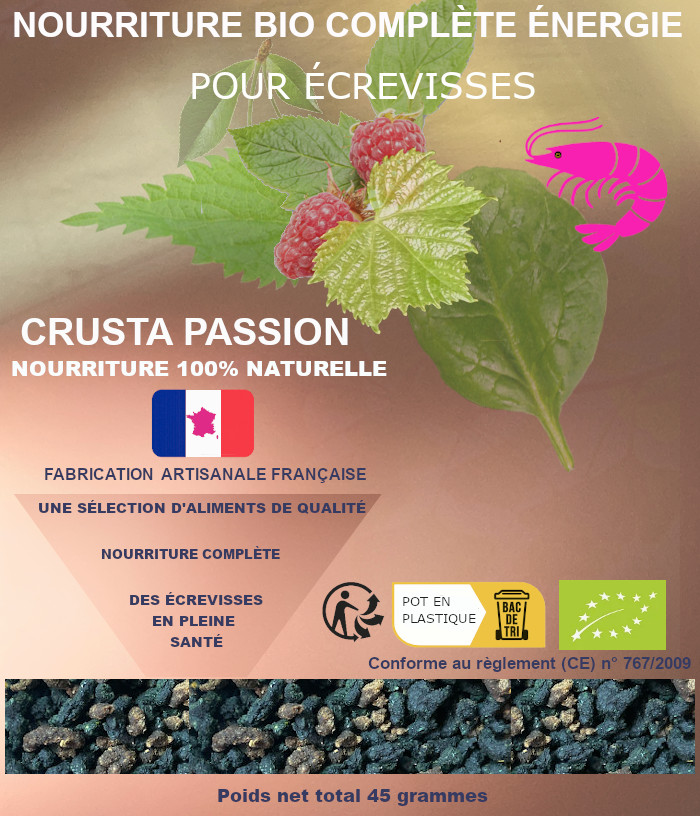 NOURRITURE COMPLÈTE BIO ÉNERGIE pour écrevisses 45 et 100 g PROMO -20%