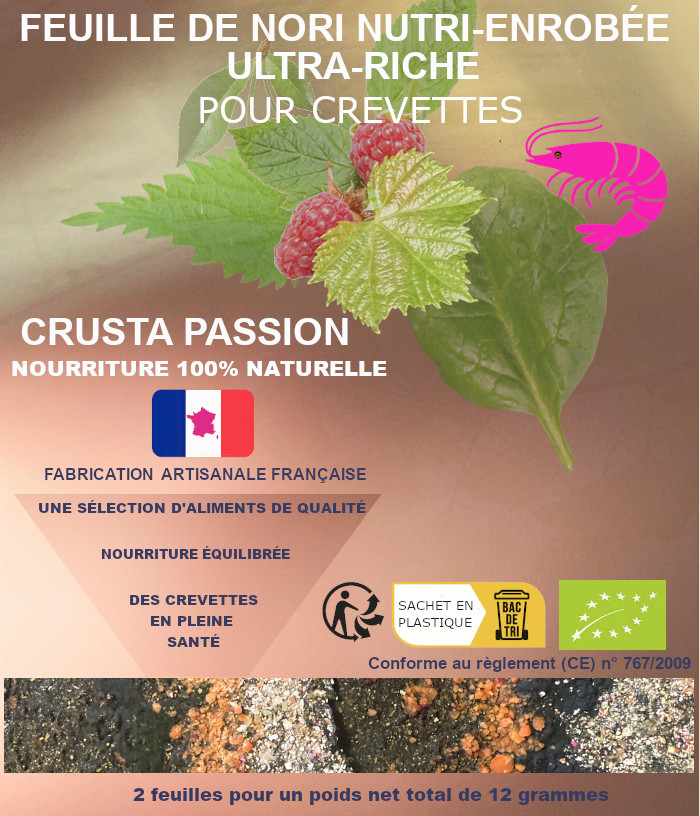 FEUILLE DE NORI BIO NUTRI-EMROBÉE - ULTRA-RICHE - pour crevettes - 100% naturelle - aliment complet