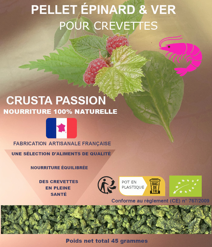 Pellet épinard & ver spécial crevette 15 et 45 grammes