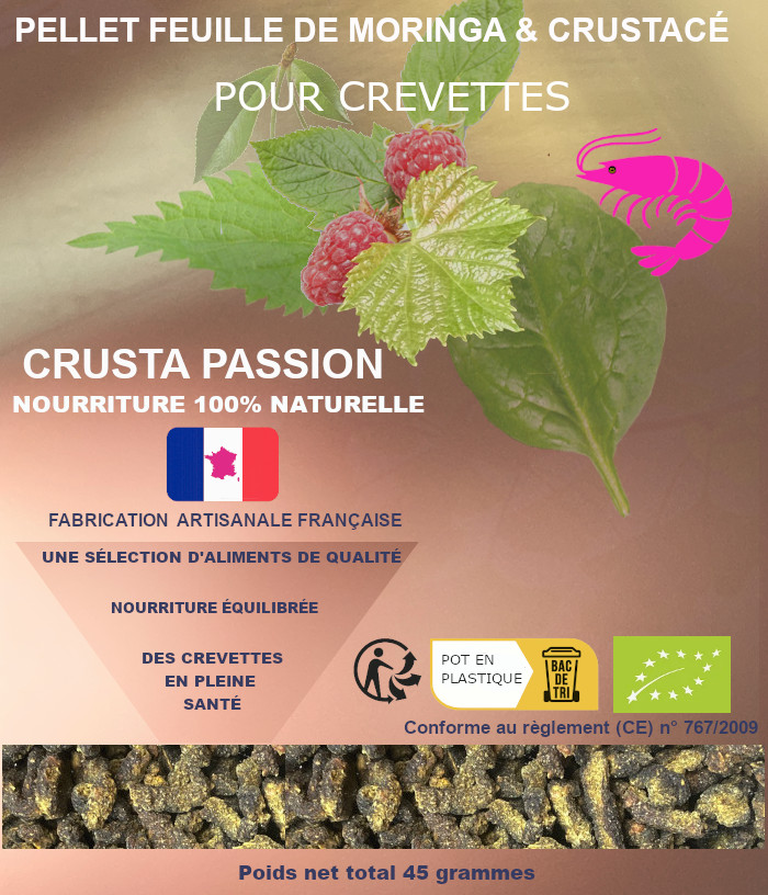PELLET BIO FEUILLE DE MORINGA & CRUSTACÉ pour crevettes 15 et 45 g